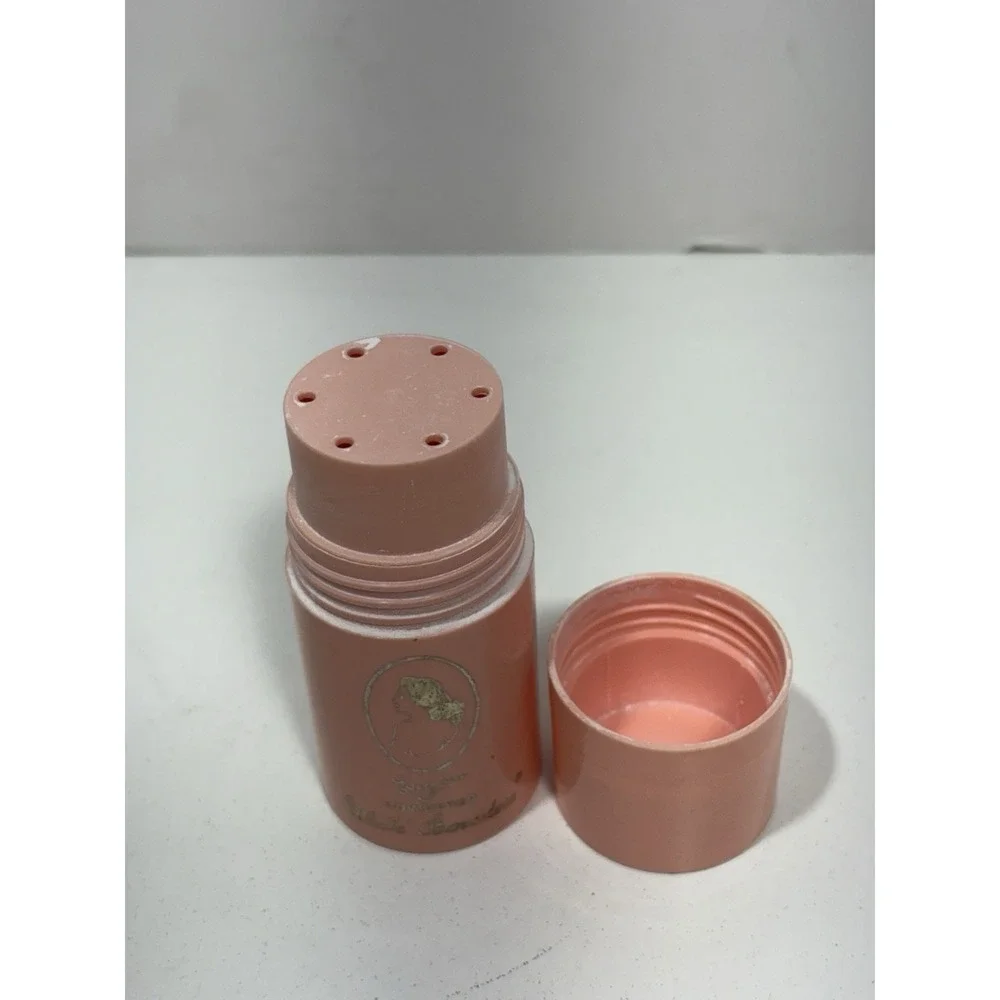 Vintage Evyan‎ Powdered White Shoulders Perfumed Talc Shaker Pink Small Read**